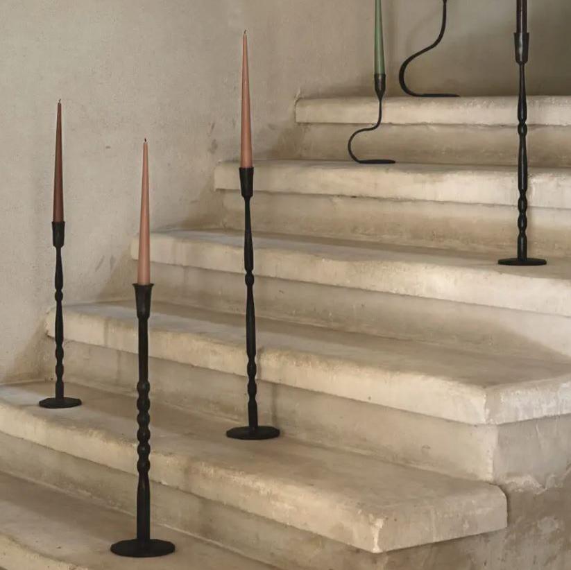 Greige Sabine Tall Iron Candle Holders - 41 46 And 51cm