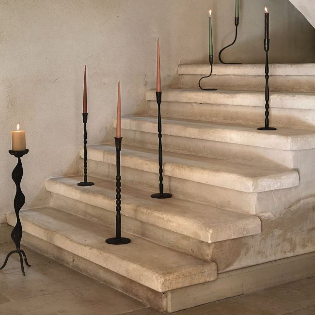 greige Sabine Tall Iron Candle Holders - 41 46 and 51cm