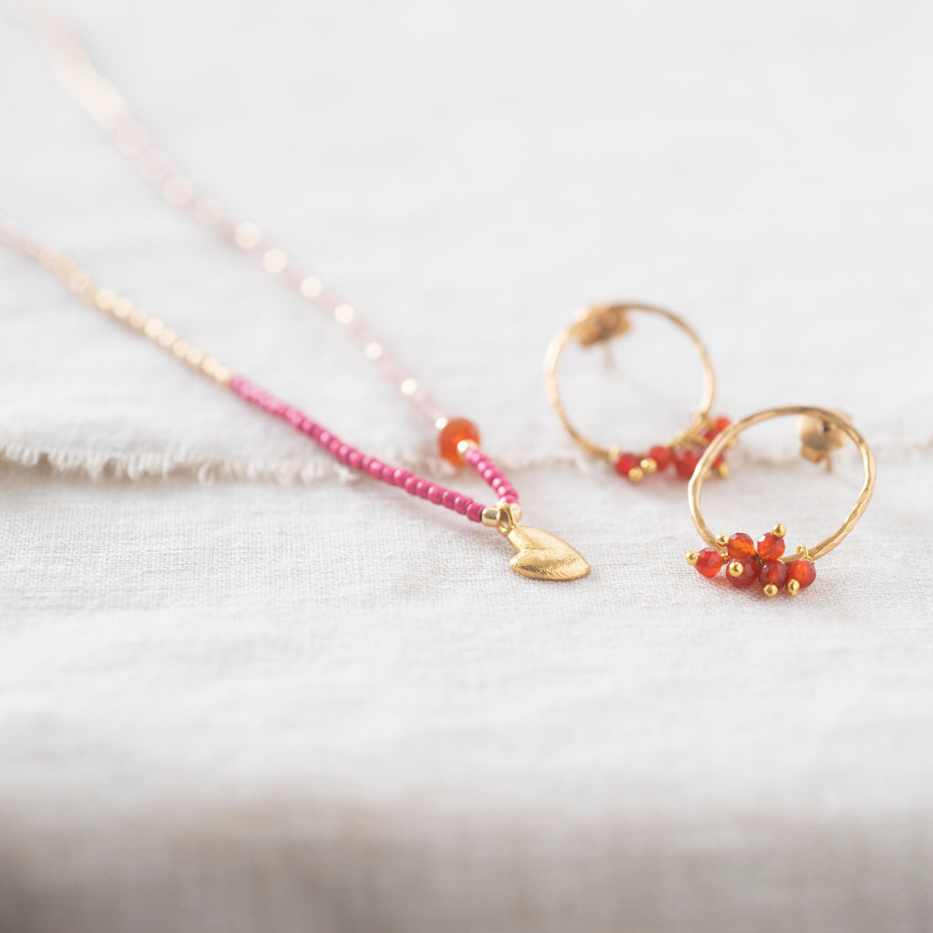Greige Serenity Carnelian Gold Plated Earrings - A Beautiful Story