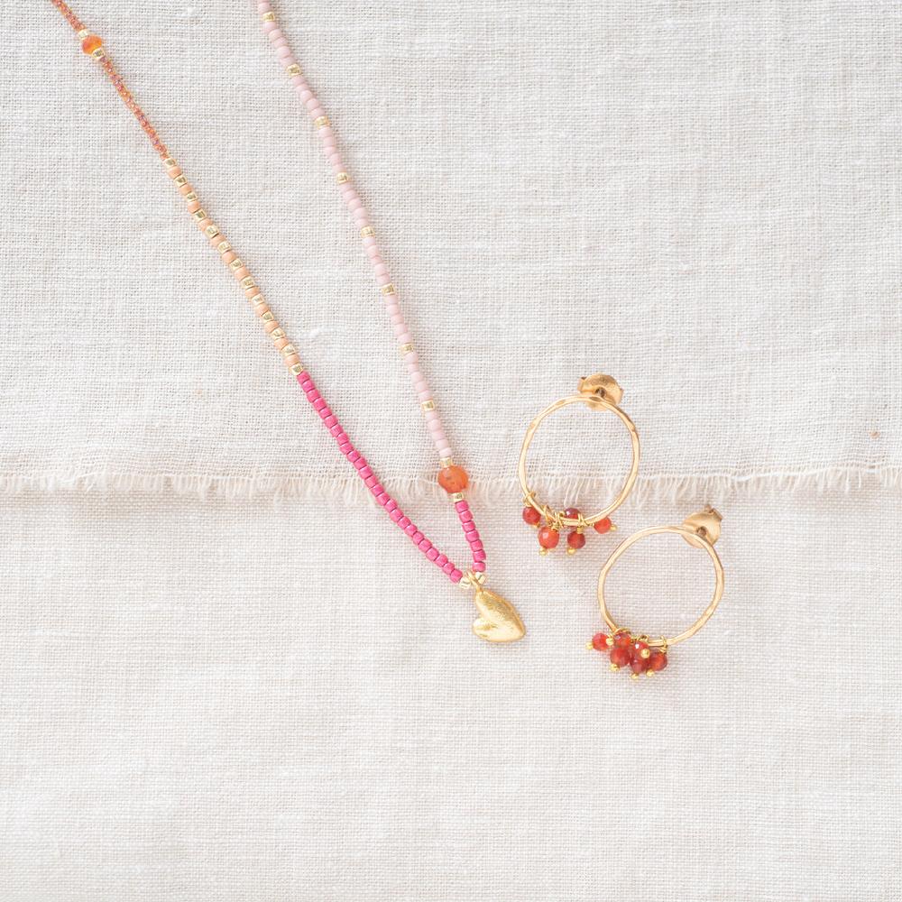 Greige Serenity Carnelian Gold Plated Earrings - A Beautiful Story