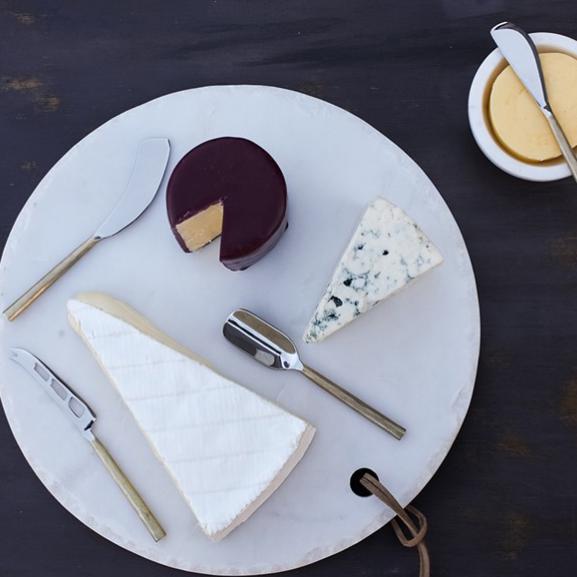 greige Set of Four Hand-Forged Cheese Knives - Brushed Gold Finish