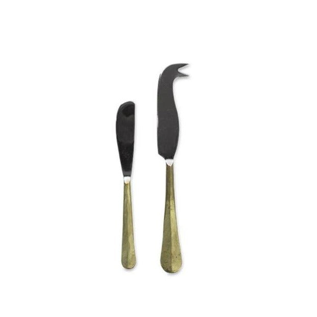 Greige Set Of Hand-Forged Cheese And Butter Knives - Brushed Gold Finish