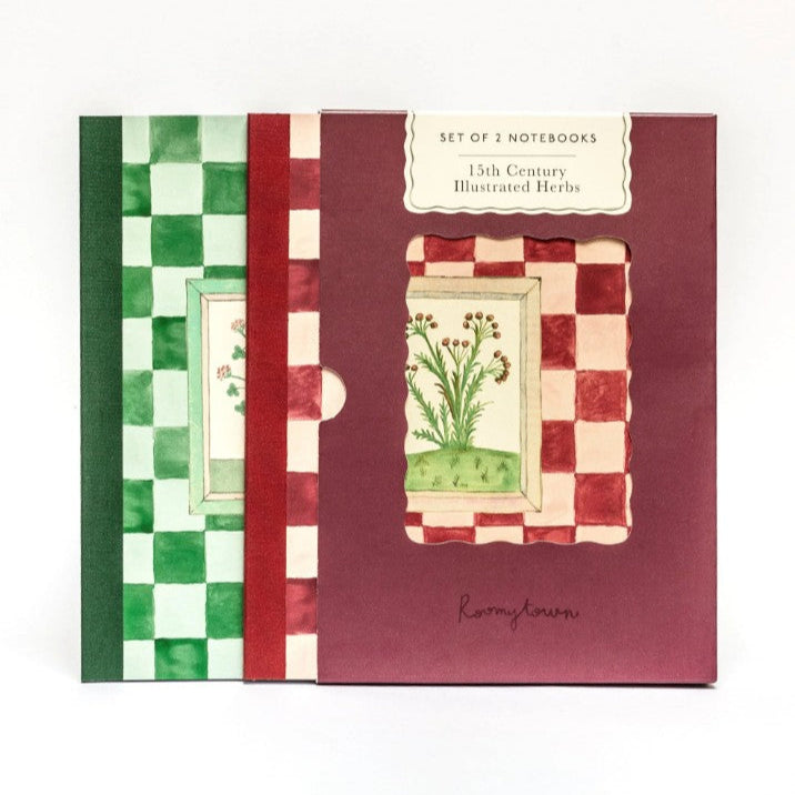 Greige Set Of Two Notebooks - 15th Century Illustrated Herbs