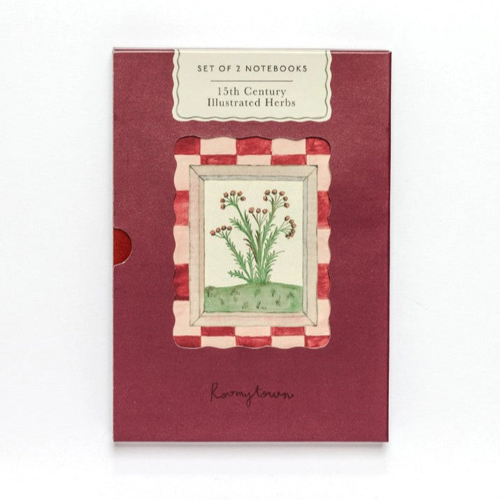 Greige Set Of Two Notebooks - 15th Century Illustrated Herbs