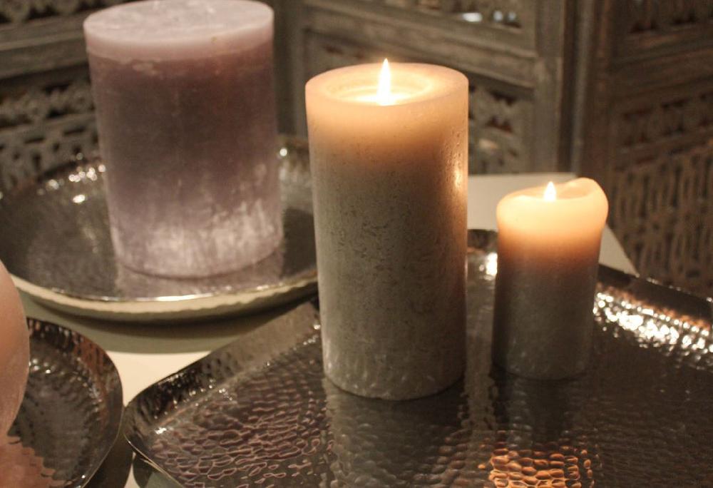 greige Shiny Hammered Nickel Candle Tray Plate - Square - Three Sizes