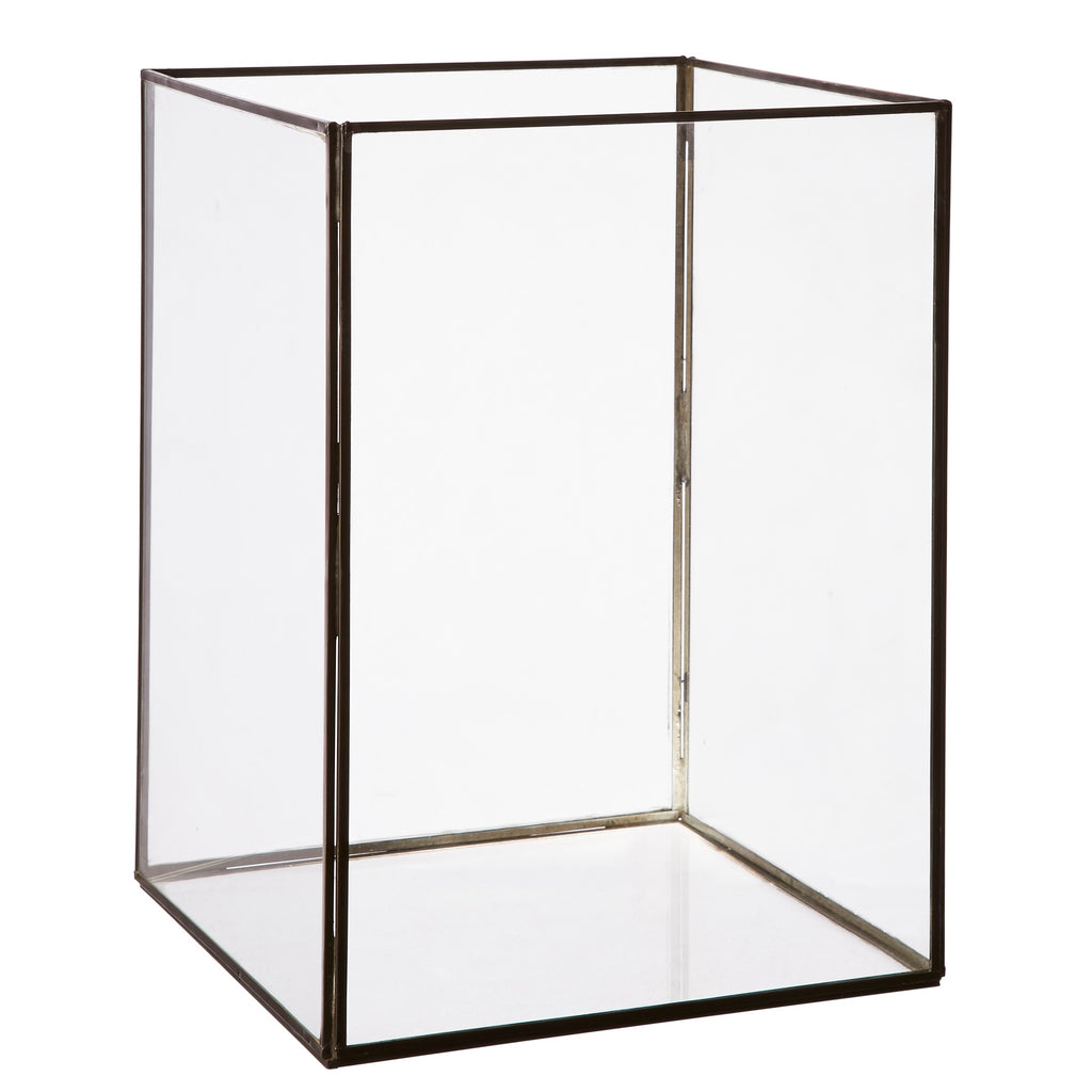 Greige Simple Antique Zinc & Glass Box Lantern - Four Sizes