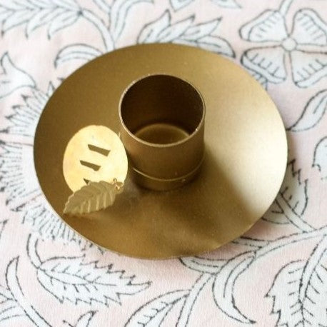Greige Simple Brass Candle Holder For Dinner Candle