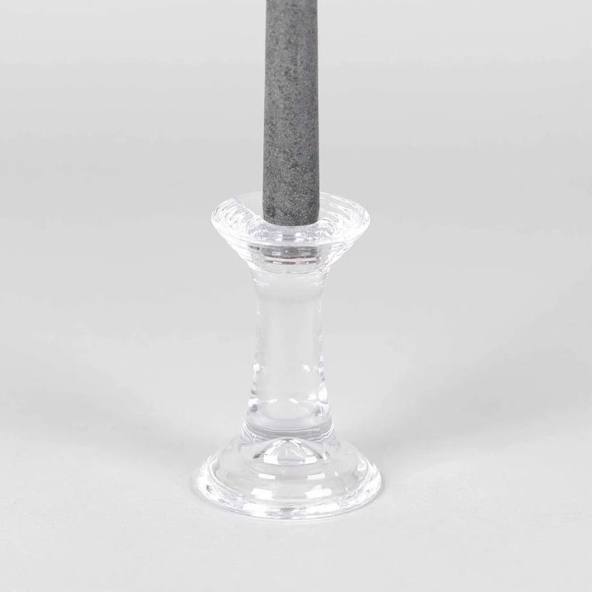 Greige Simple Glass Candlestick For Dinner Or Taper Candle