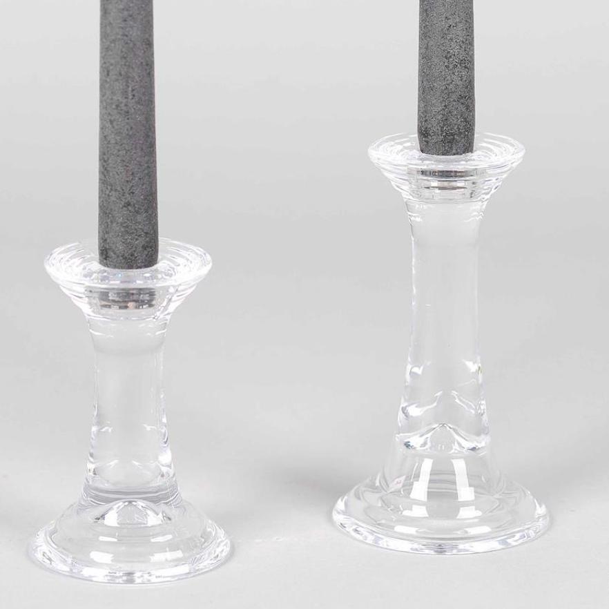 greige Simple Glass Candlestick for Dinner or Taper Candle