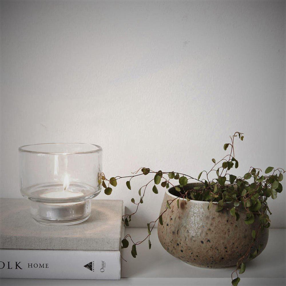 greige Simple Glass Tealight Holder from House Doctor Denmark