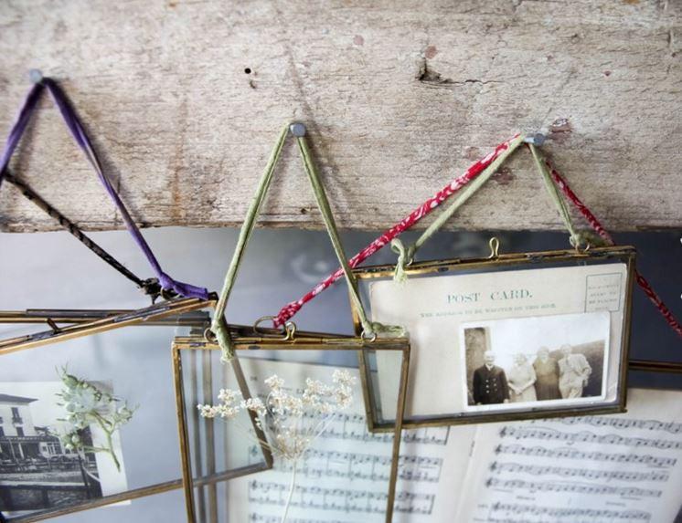 Greige Simple Metal Edged Hanging Glass Frame - Antique Brass