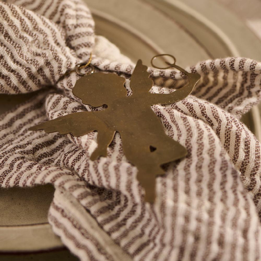 Greige Six Assorted Hanging Brass Angel Decorations