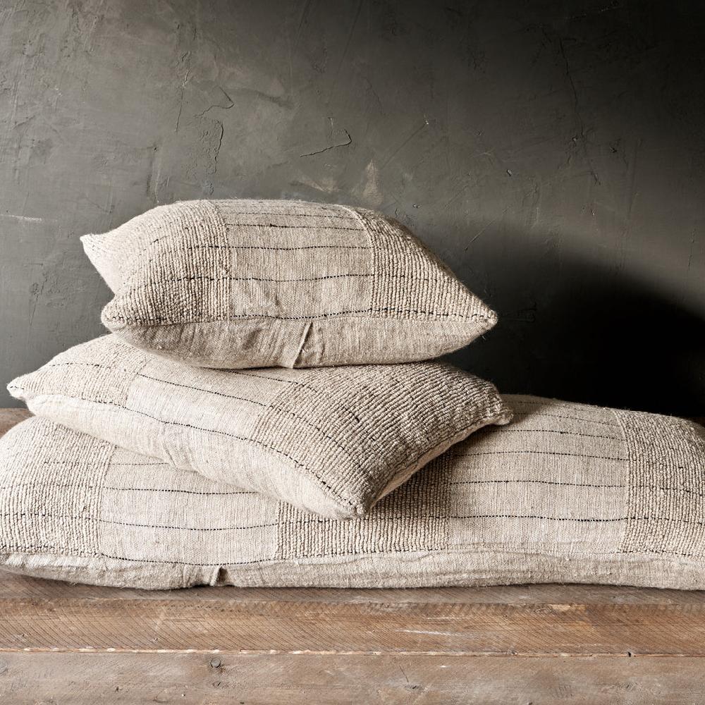 greige Slubby Handwoven Linen Cushion with Filler - Three Sizes