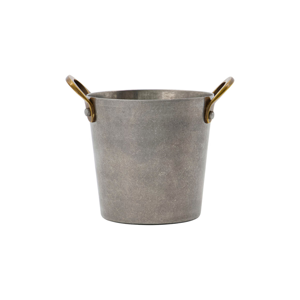 Greige Small Stainless Steel Food Presentation Buckets With Brass Handles
