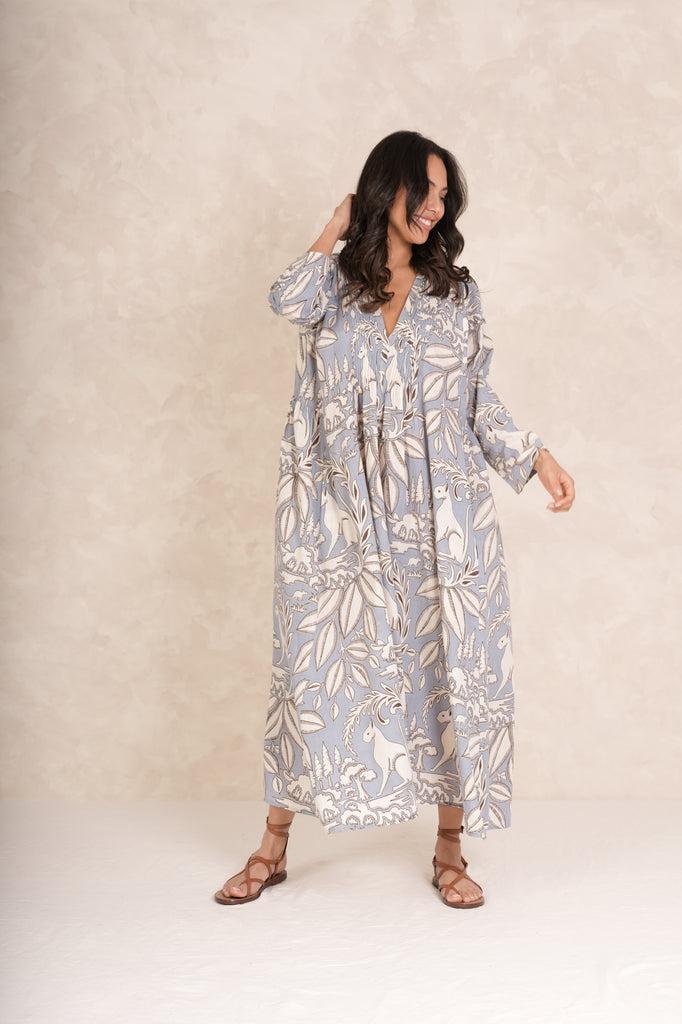 Greige Sphinx Grey Pinch Pleat Dress - One Hundred Stars