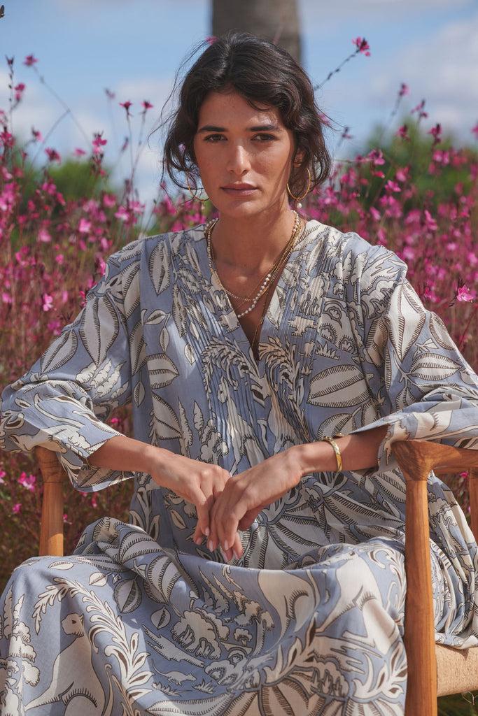 greige Sphinx Grey Pinch Pleat Dress - One Hundred Stars