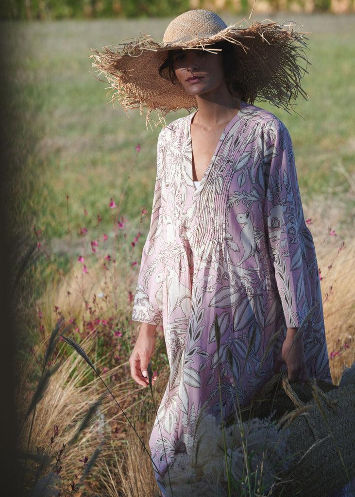 Greige Sphinx Plaster Pink Pinch Pleat Dress - One Hundred Stars