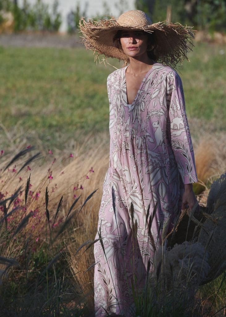 Greige Sphinx Plaster Pink Pinch Pleat Dress - One Hundred Stars