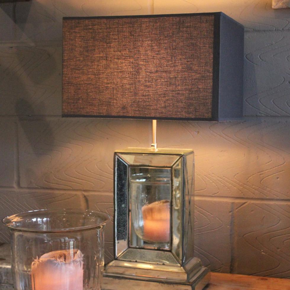 Greige Stunning Bevelled Mirror Lamp Base - Oxidised Antiqued Finish