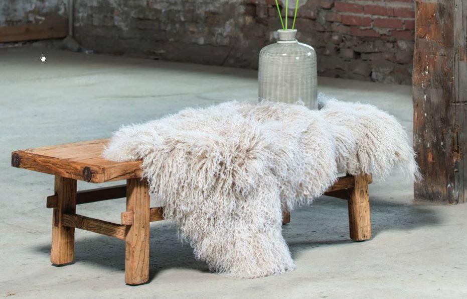 Greige Stunning Tibetan Sheepskin Rug Or Throw - Arctic Sunrise