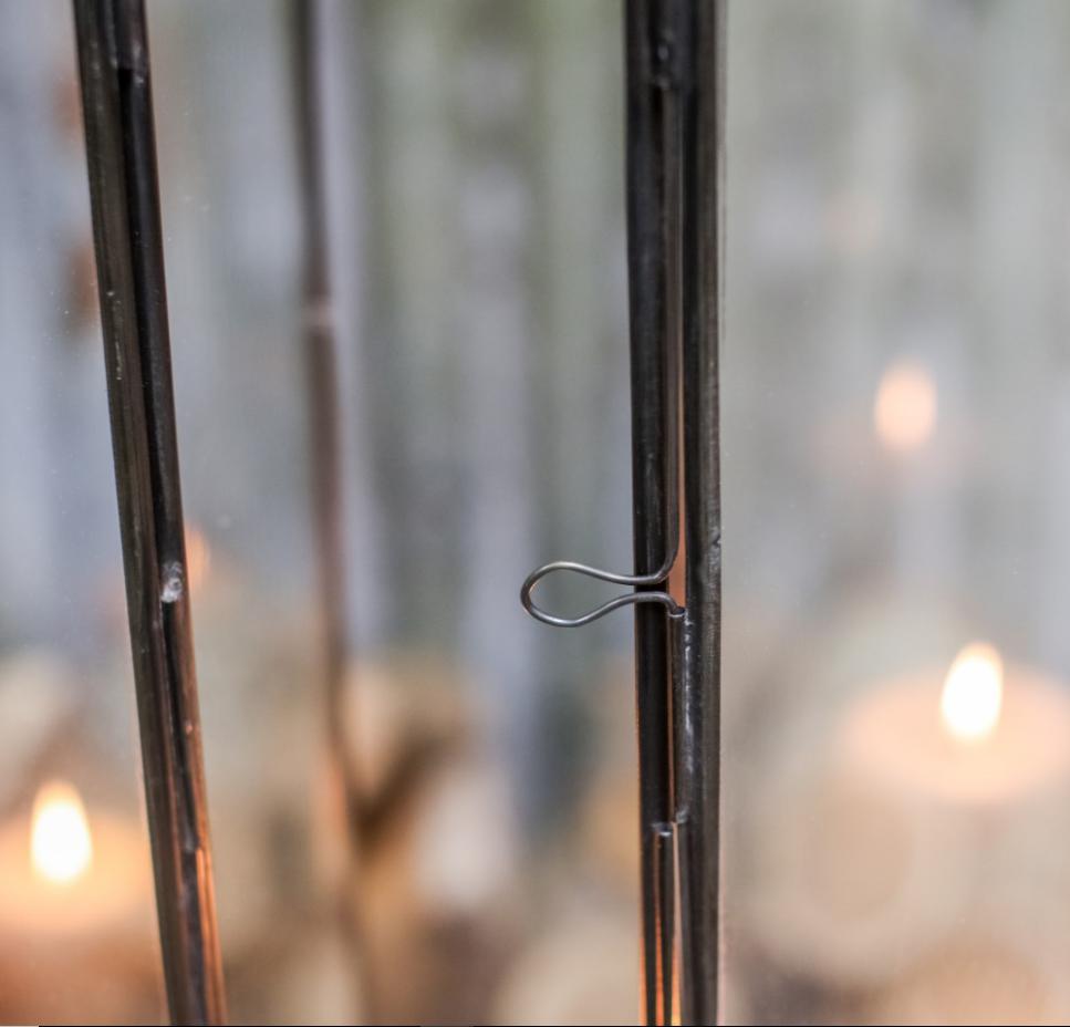 Greige Tall Antiqued Metal Box Lantern - Sienna - Three Sizes