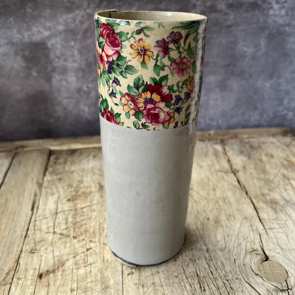 Greige Tall Handmade Ceramic Bud Vase By Virginia Graham - Blue Grey