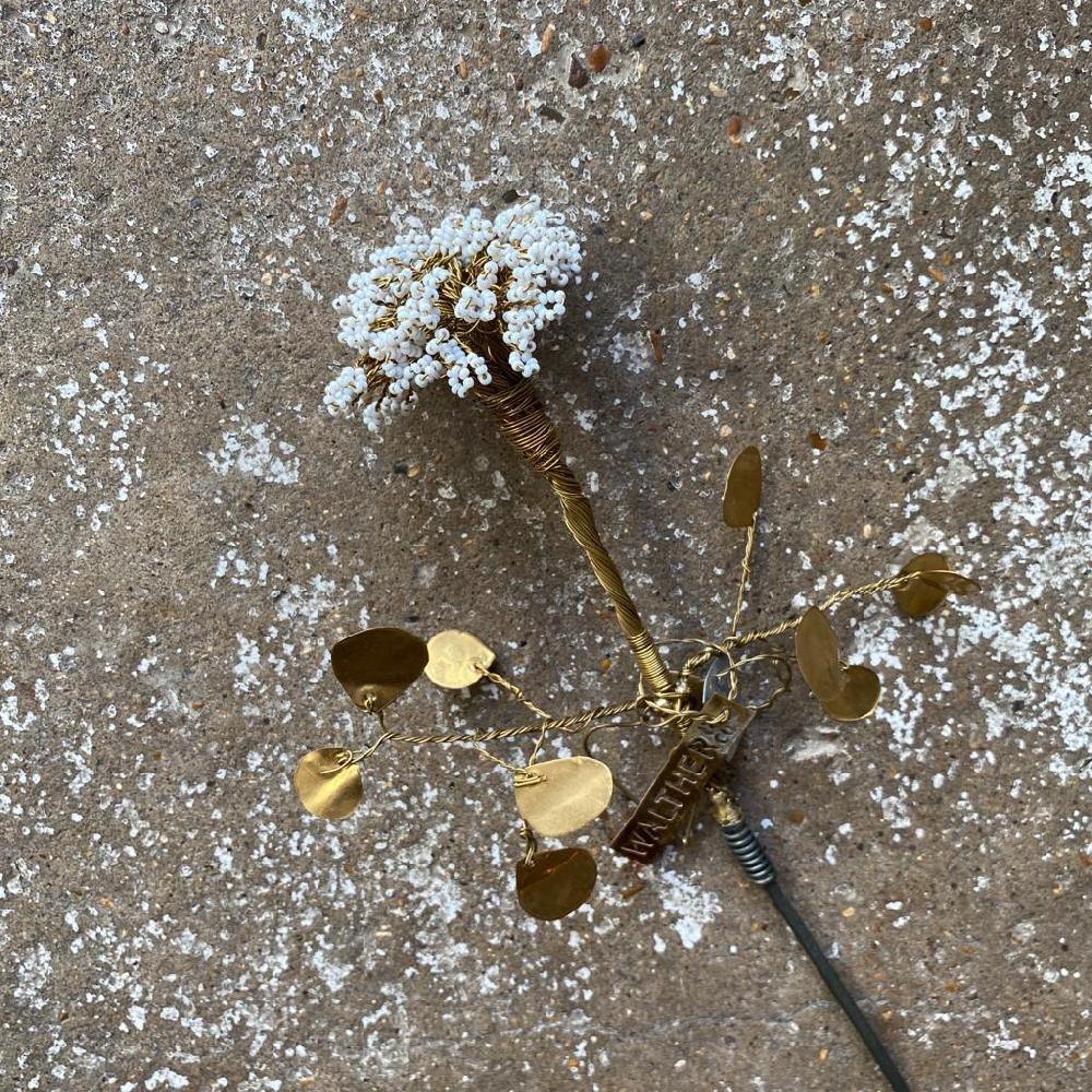 Greige Tall White Bead Flower Stem B - Botanical Range - Walther & Co