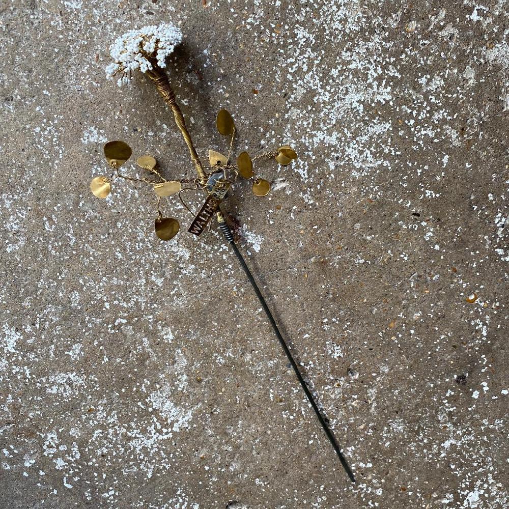 greige Tall White Bead Flower Stem B - Botanical Range - Walther & Co