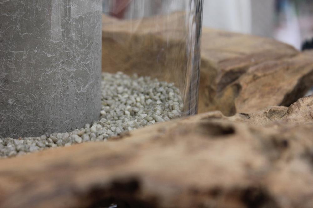 Greige Teak Based Glass Hurricane Or Vase - Two Sizes