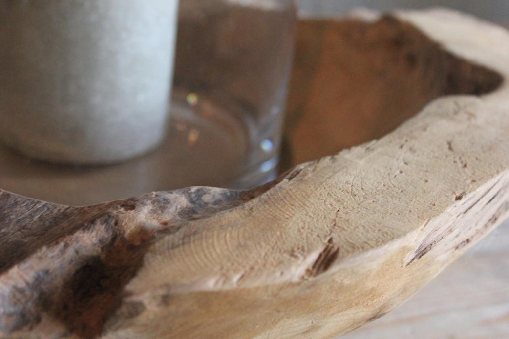 Greige Teak Based Glass Hurricane Or Vase - Two Sizes