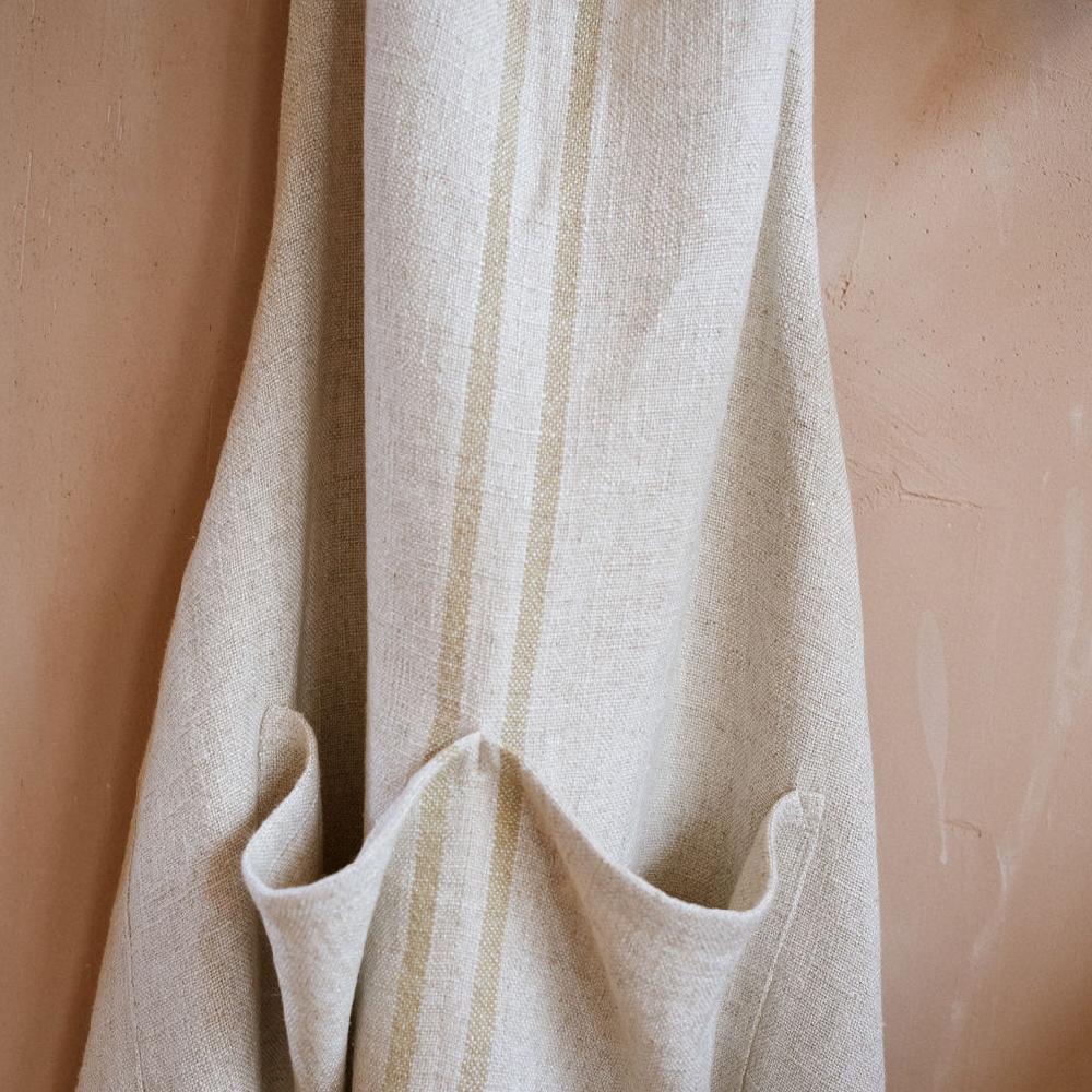 Greige Timeless Linen Mix Apron - Versailles Stripe - Antique Cream