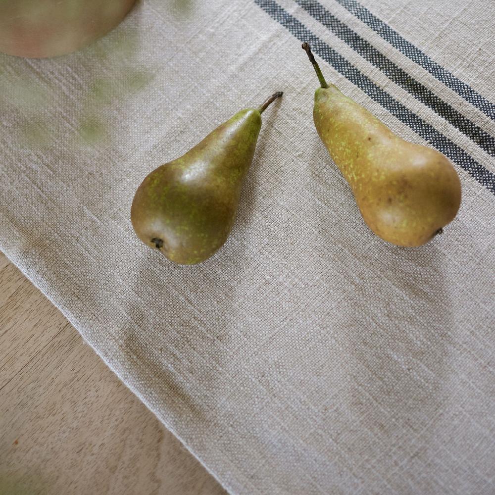 Greige Timeless Linen Mix Table Runner - Versailles Stripe - Blue