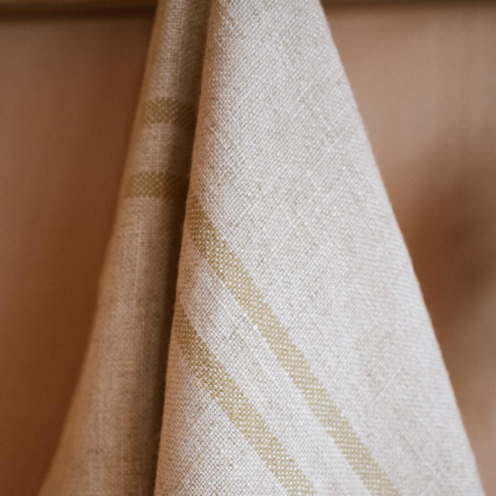 Greige Timeless Linen Mix Tea Or Hand Towel - Versailles Stripe - Antique Cream