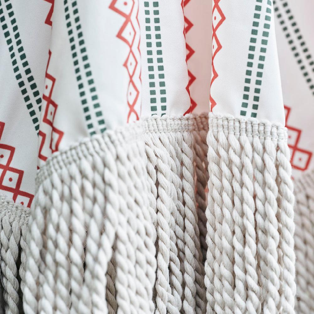 Greige Tuscan Sun Parasol - Red And Green Patterned Stripe