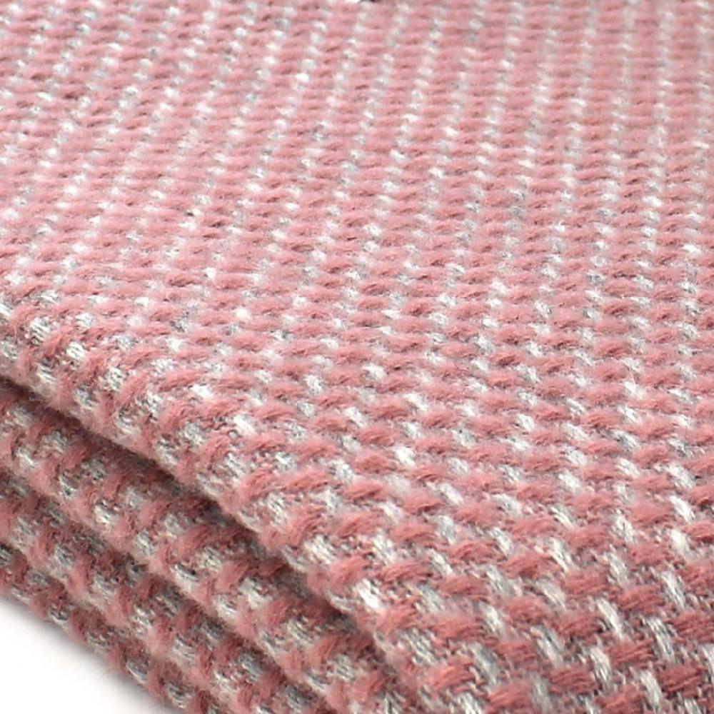 greige Twill Pure New Wool Throw - Dusky Pink and Grey