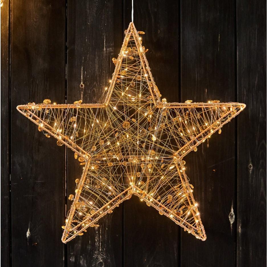 Greige Twinkling Copper Star LED Light Decoration - Large