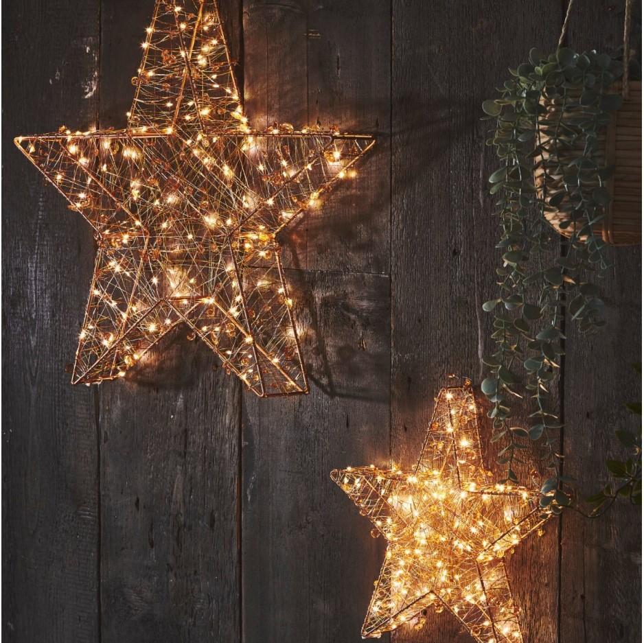greige Twinkling Copper Star LED Light Decoration - Large