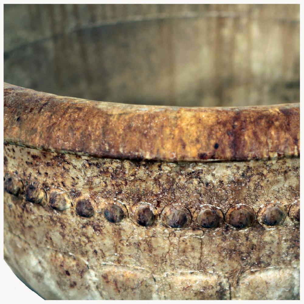 Greige Urn Planter With Rusted Copper Finish - Two Size Options