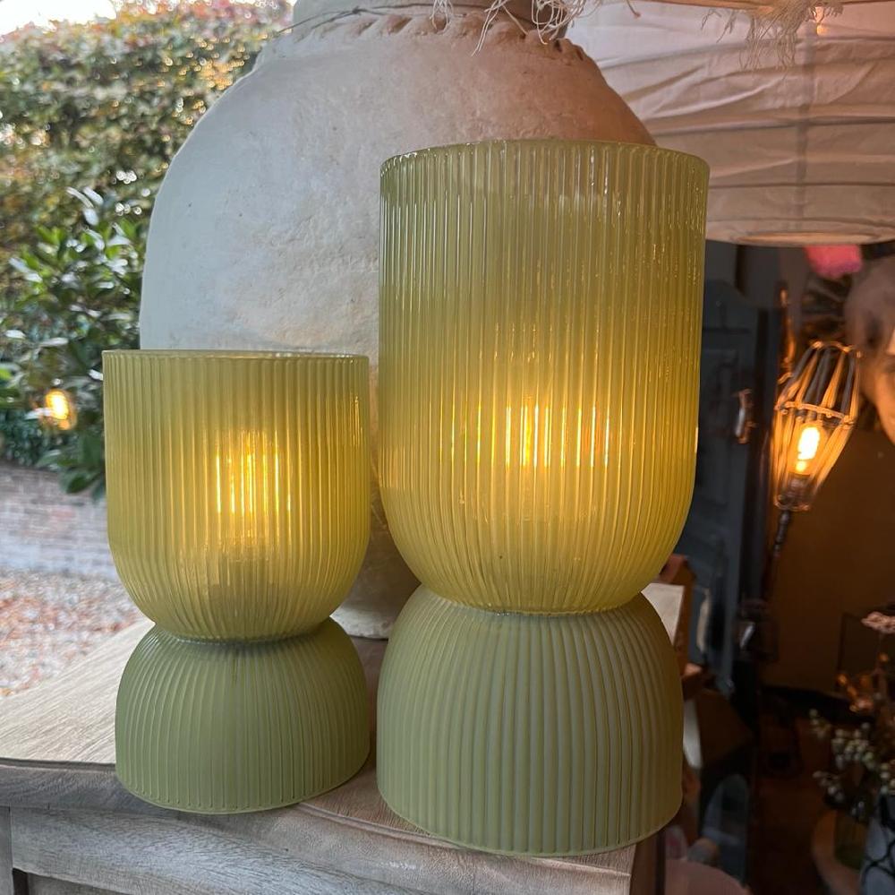 Greige Use Anywhere Lamp - Boston - Frosted Olive Green - Small