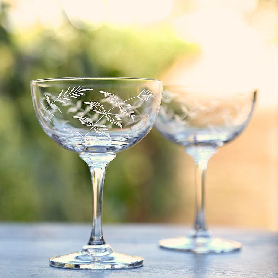 Greige Vintage Style Champagne Saucers - Boxed Set Of Six