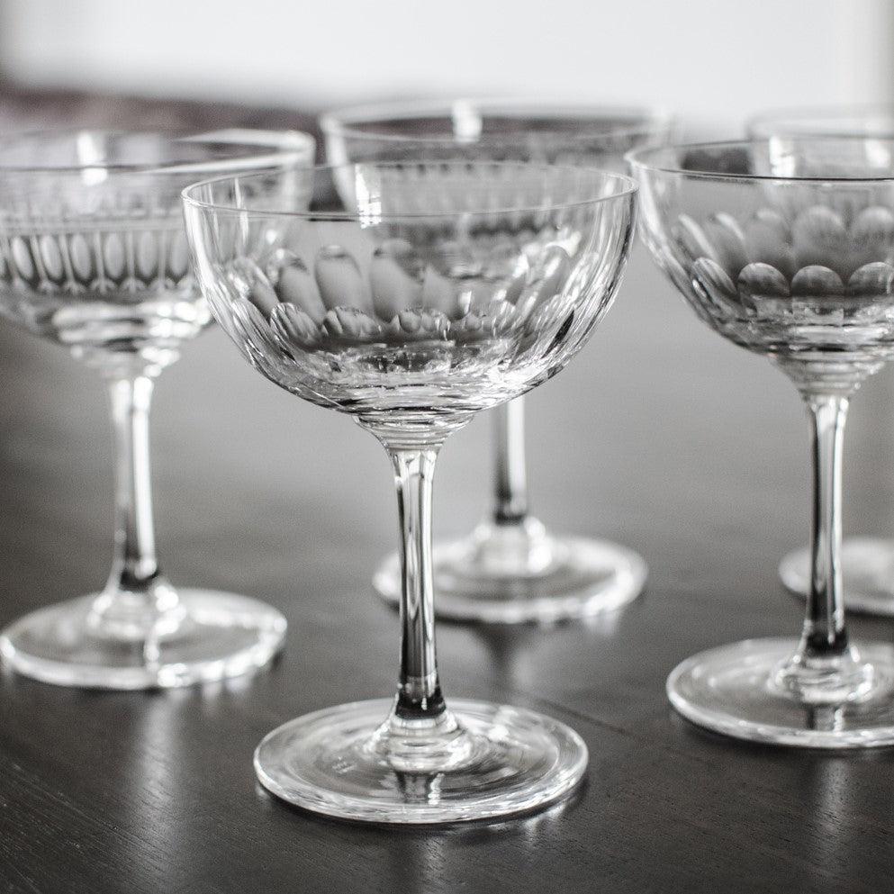 greige Vintage Style Champagne Saucers - Boxed Set of Six