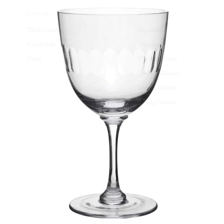 Greige Vintage Style Long Stem Wine Glass - Lens - Set Of Six