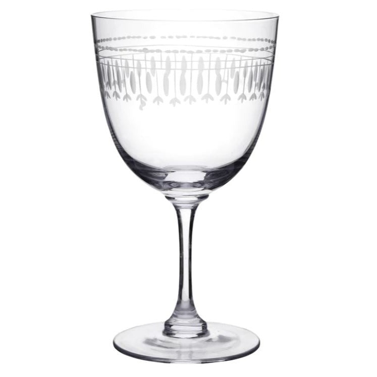 Greige Vintage Style Long Stem Wine Glass - Ovals - Set Of Six