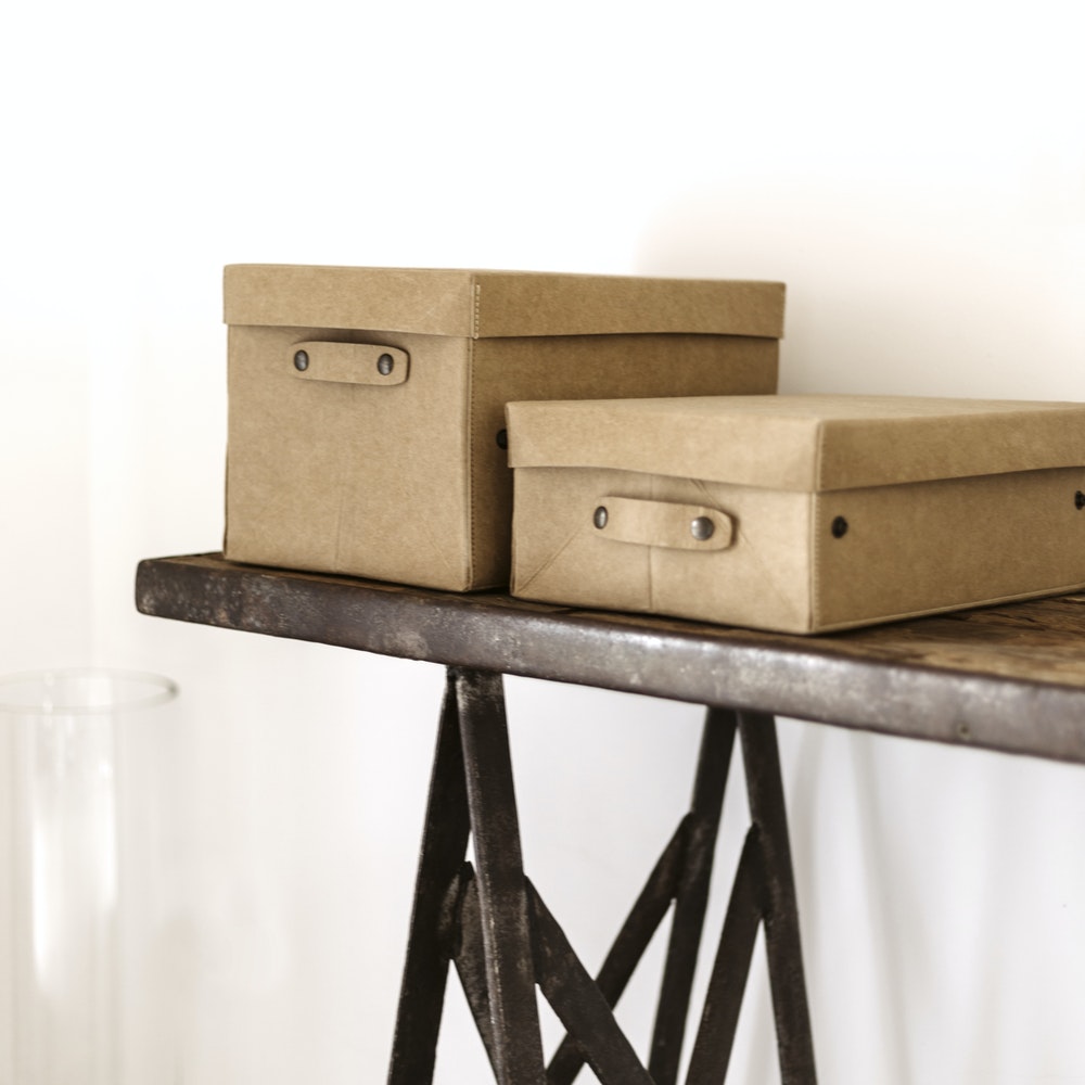 greige Washable Paper Easy Box from Italy - Avana Brown Light Grey or Black