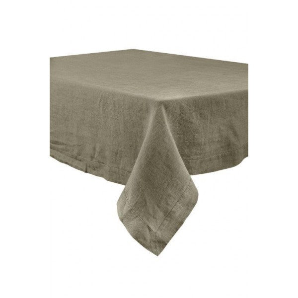 Greige Washed Linen Tablecloth - Granite Natural Bronze Khaki Or White
