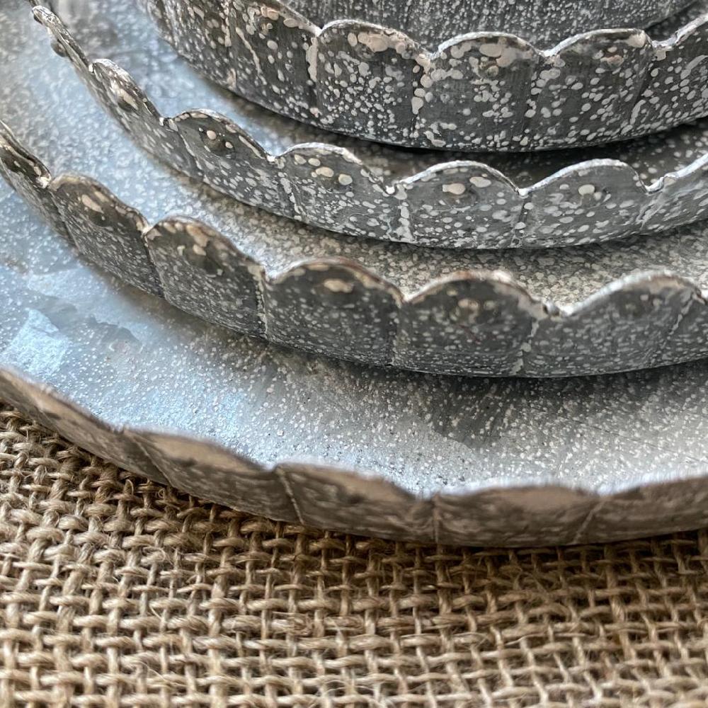 Greige Whitewashed Grey Galvanised Iron Trays - Fancy Edge