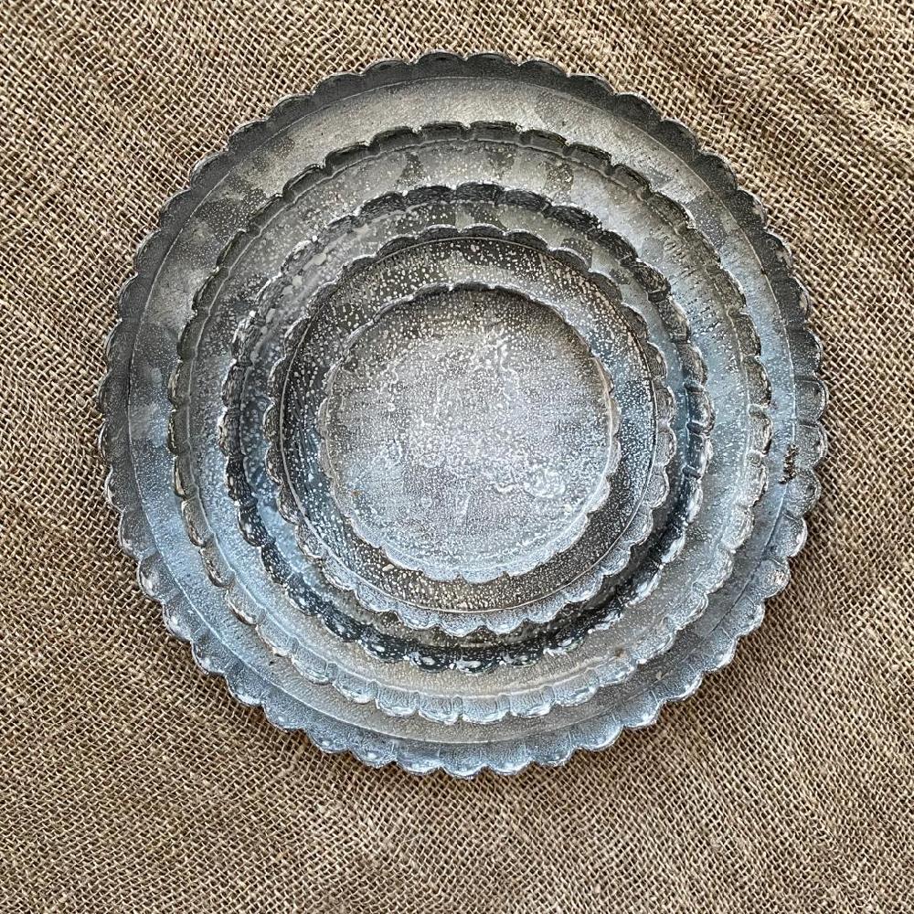 greige Whitewashed Grey Galvanised Iron Trays - Fancy Edge