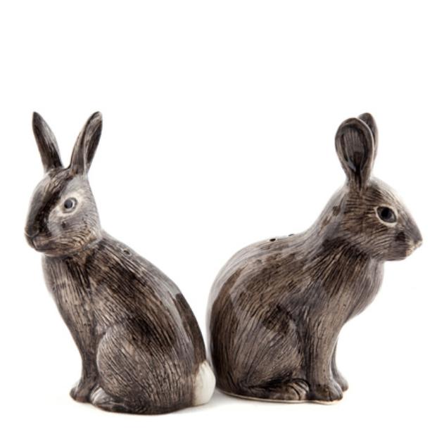 Greige Wild Rabbit Salt & Pepper Pots By Quail Ceramics