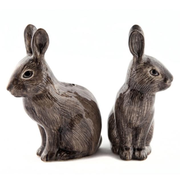 Greige Wild Rabbit Salt & Pepper Pots By Quail Ceramics