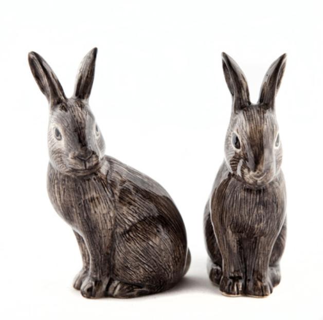 greige Wild Rabbit Salt & Pepper Pots by Quail Ceramics